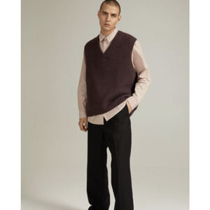 H&M x John Boyega knit wool-blend sweater vest brown sz Large